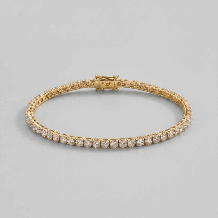 Gold Tulip Bracelet with Brilliant Round-Cut Crystals