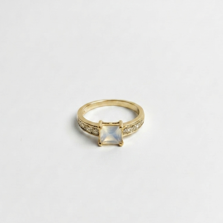 Elegant Square Moonstone Gold Ring