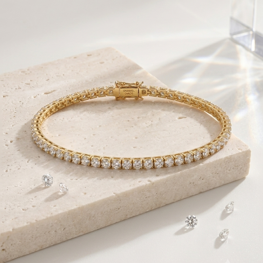 Gold Tulip Bracelet with Brilliant Round-Cut Crystals