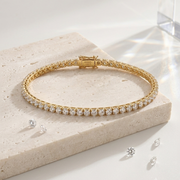 Gold Tulip Bracelet with Brilliant Round-Cut Crystals