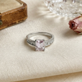 Blush Radiance Emerald-Cut Ring with Crystal Band