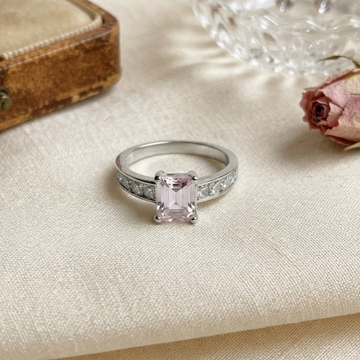 Blush Radiance Emerald-Cut Ring with Crystal Band