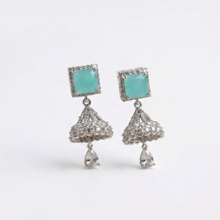 Elegant Silver-Tone Turquoise Earrings