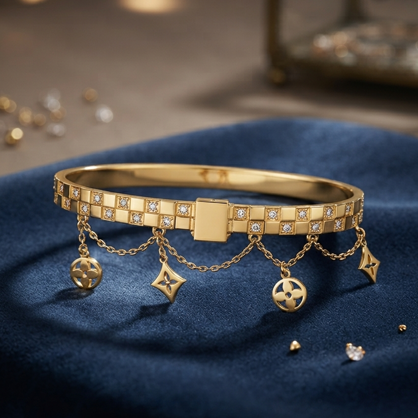 Golden Charm Luxe Pave-Set Bracelet