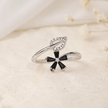 Adjustable Black Floral Ring for Women in Pakistan | Zivaro