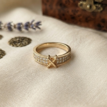 Elegant Gold 'X' Statement Ring with Pave Accents