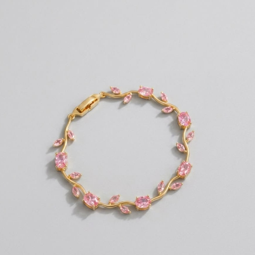 Rose Bloom Crystal Tulip Bracelet – Elegant Floral Design