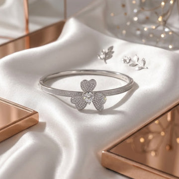 Elegant Silver-Tone Charm Sparkle Brcelet