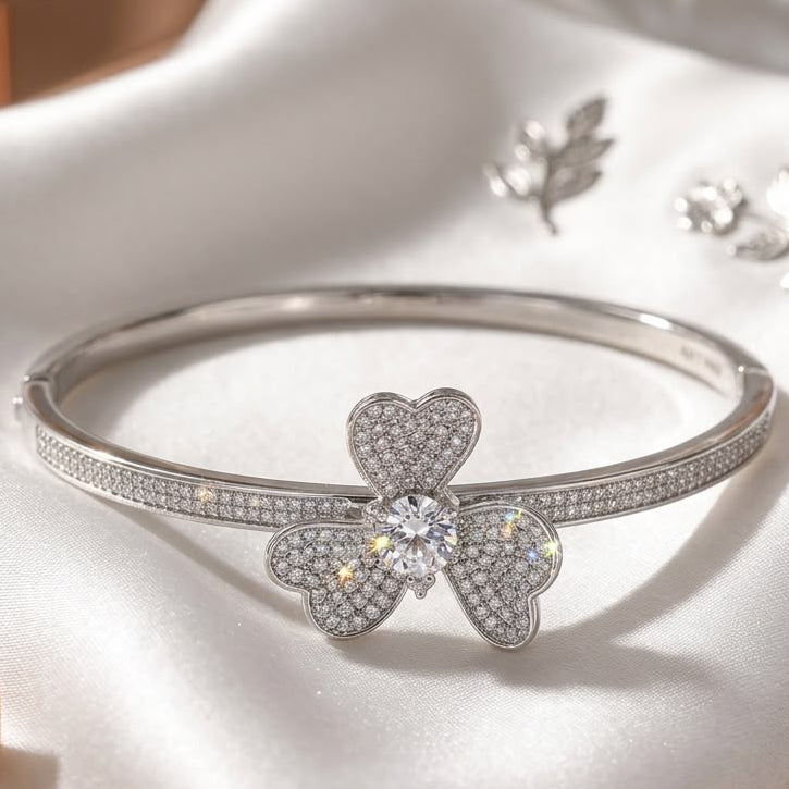 Elegant Silver-Tone Charm Sparkle Brcelet
