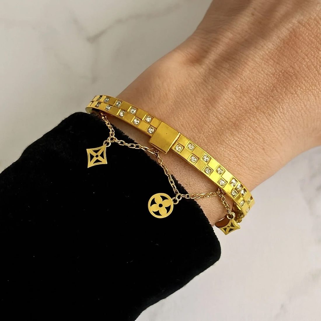 Golden Charm Luxe Pave-Set Bracelet For Women