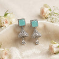 Elegant Silver-Tone Turquoise Earrings