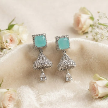 Elegant Silver-Tone Turquoise Earrings