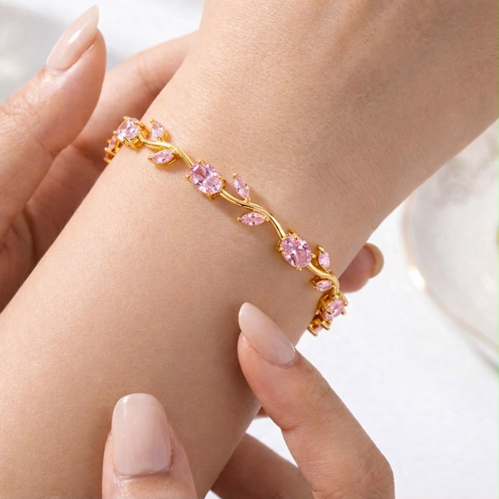 Rose Bloom Crystal Tulip Bracelet – Elegant Floral Design