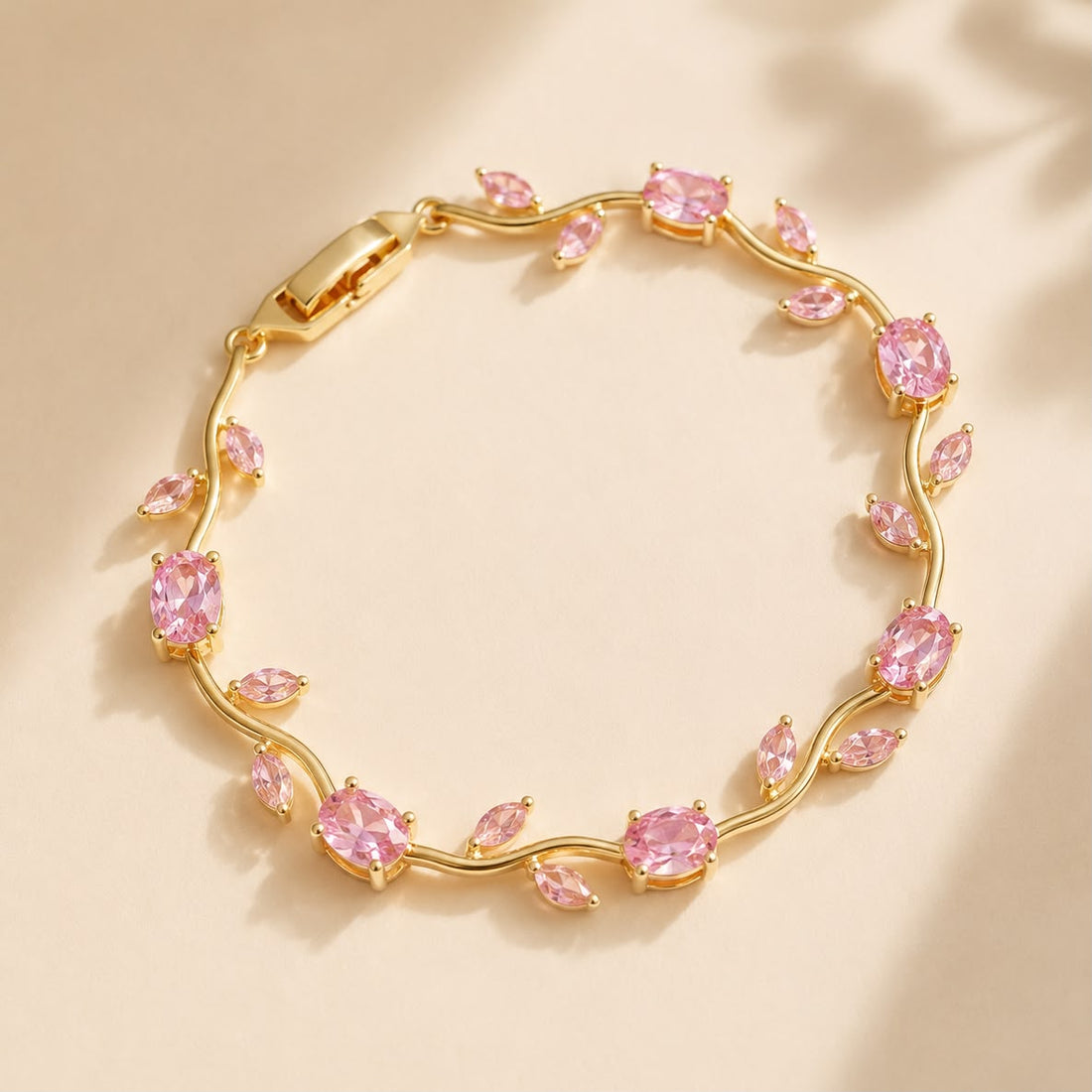 Rose Bloom Crystal Tulip Bracelet – Elegant Floral Design