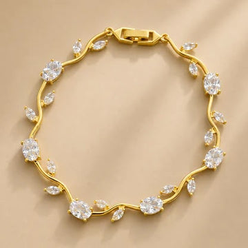 Floral Vine Gold Tulip Bracelet For Women