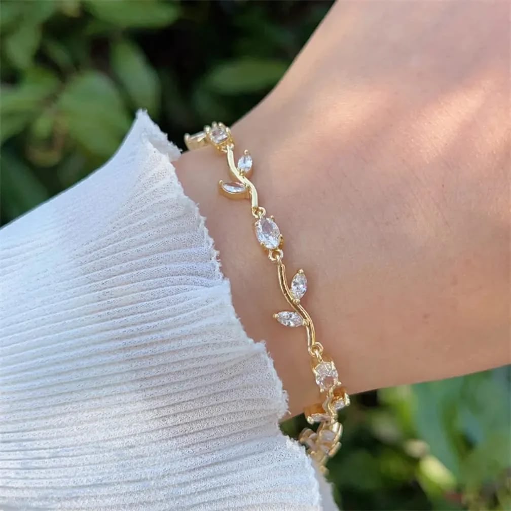 Floral Vine Gold Tulip Bracelet For Women