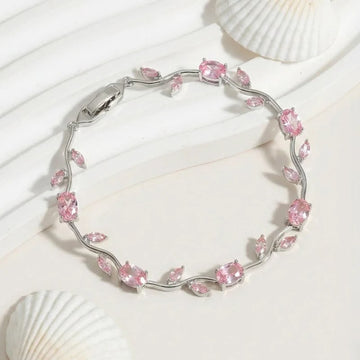 Rose Bloom Crystal Tulip Bracelet – Elegant Floral Design
